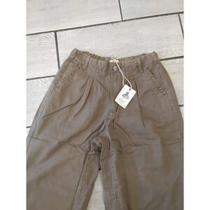 Easel Los Angeles Pleated Wide Leg Cropped Pants Olive Taupe Small NWT